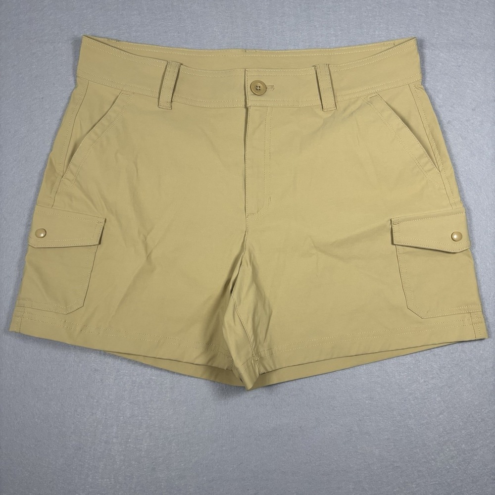 Eddie Bauer Cargo Shorts Women's Size 12 Tan Stretch Outdoor Everyday Wear 5"